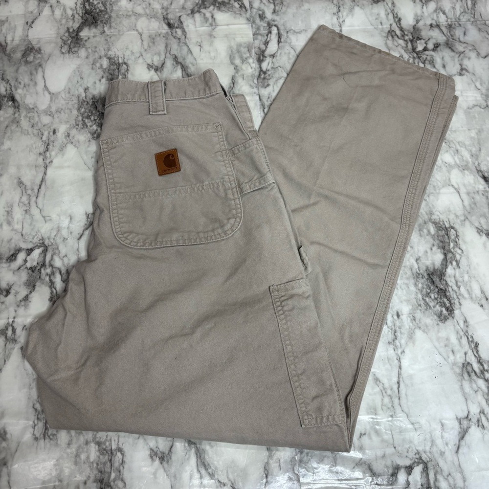 Carhartt 32 x 34 loose fit 100% Cotton tan pants workwear casual